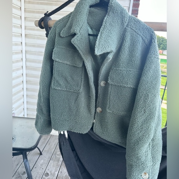 Lush Sage Green Teddy Jacket - Picture 6 of 6